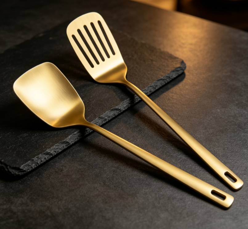 Gold Stainless Steel Spatula Two-Piece Set