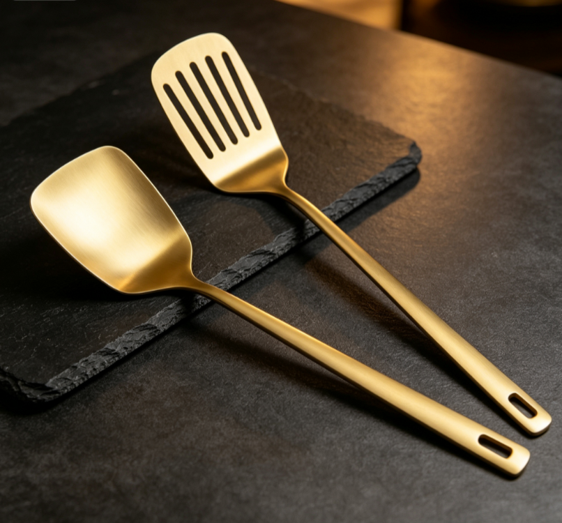 Gold Stainless Steel Spatula Two-Piece Set