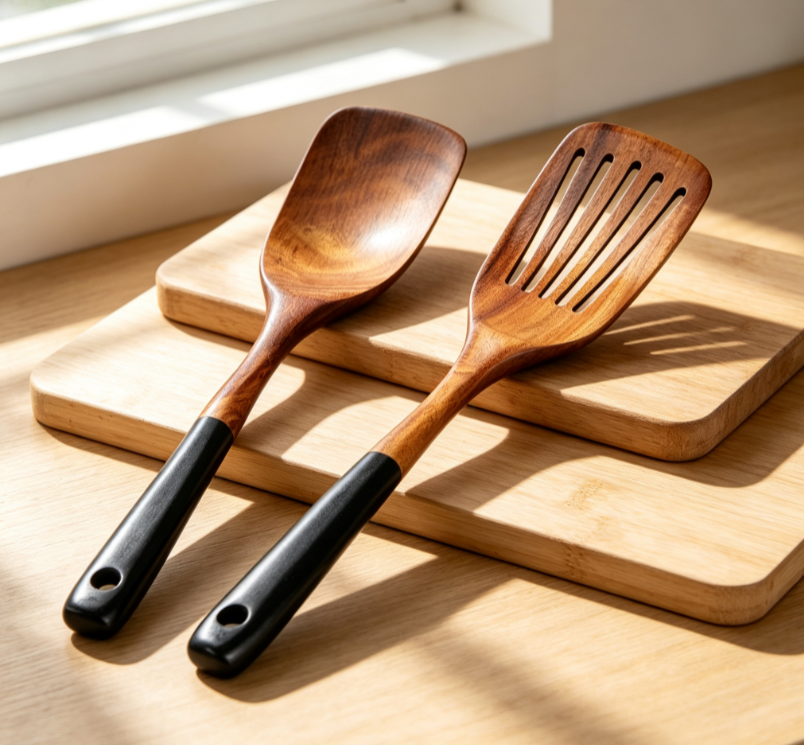 Two-Piece Wooden Spatula Set