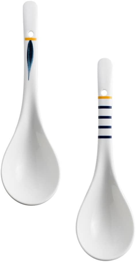 2-Piece Ceramic Soup Ladle Set, Suitable for Home and Restaurant Use
