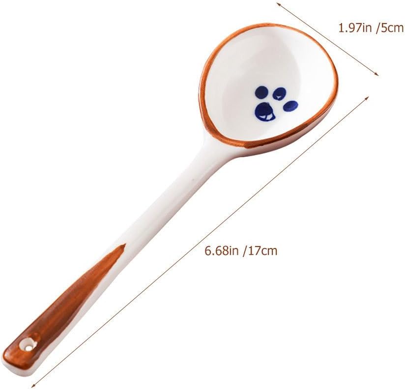 4-Pack Children's Ceramic Soup Spoons, Long-Handled Porridge Spoons, Suitable for Family Meals