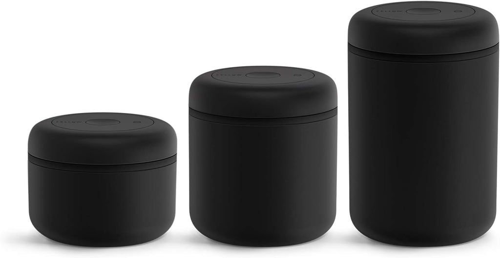 Vacuum Coffee Canister – 1.2L Stainless Steel Airtight Food Storage Container for Coffee Beans, Ground Coffee, Tea & Spices – Vacuum Seal Preserves Freshness – Matte Black