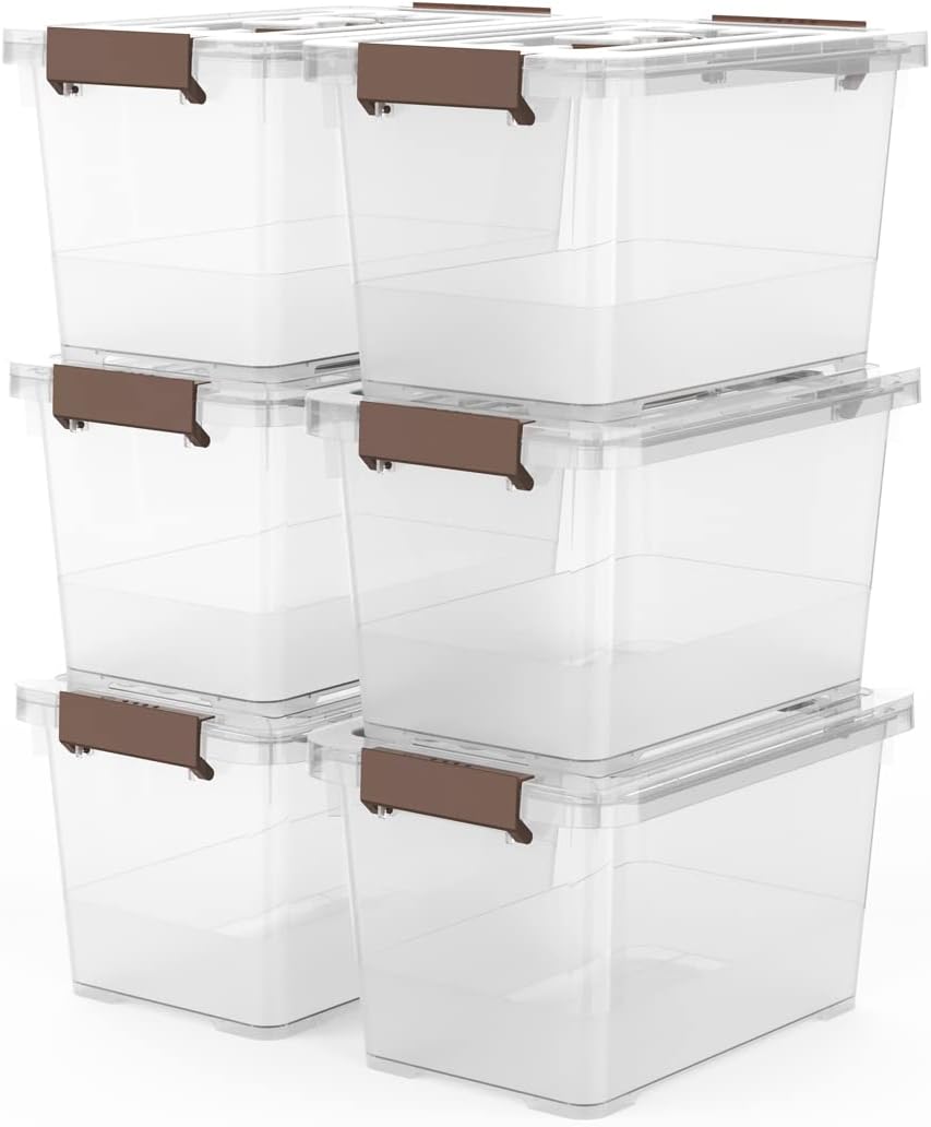 6-Pack Transparent 7-Quart Storage Boxes/Organizers with Locks