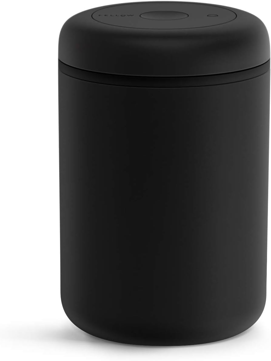 Vacuum Coffee Canister – 1.2L Stainless Steel Airtight Food Storage Container for Coffee Beans, Ground Coffee, Tea & Spices – Vacuum Seal Preserves Freshness – Matte Black