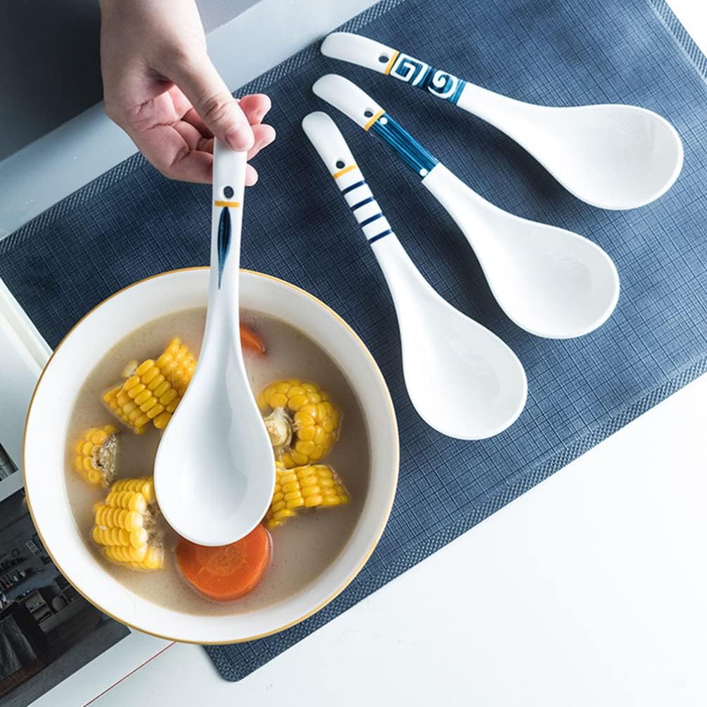 2-Piece Ceramic Soup Ladle Set, Suitable for Home and Restaurant Use