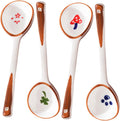 4-Pack Children's Ceramic Soup Spoons, Long-Handled Porridge Spoons, Suitable for Family Meals