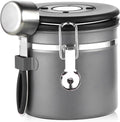 Coffee Canister, Small Stainless Steel Coffee Bean Storage Container with Date Tracker, Airtight Coffee Canister with CO2 Valve & Free Scoop (800ML-Grey)