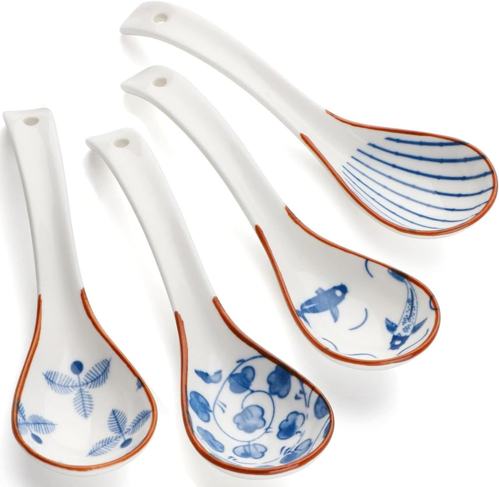 4-Piece Ceramic Soup Ladle Set, Multi-functional Table Spoons