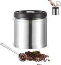 Vacuum Coffee Canister Coffee Bean Storage Container,Stainless Steel Airtight Coffee Bean Storage Container With Spoon,1.6L Barista Specific Manual Vacuum Extraction Coffee Sealed Tank(Silver)