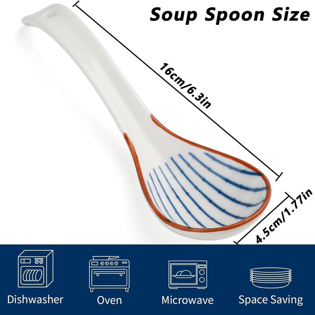 4-Piece Ceramic Soup Ladle Set, Multi-functional Table Spoons