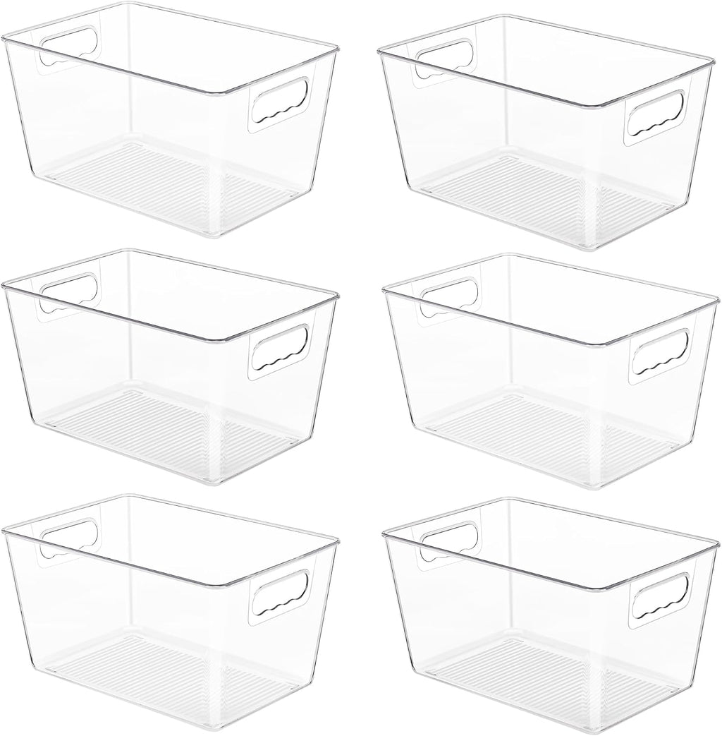 6-Pack Transparent Storage Boxes with Handles