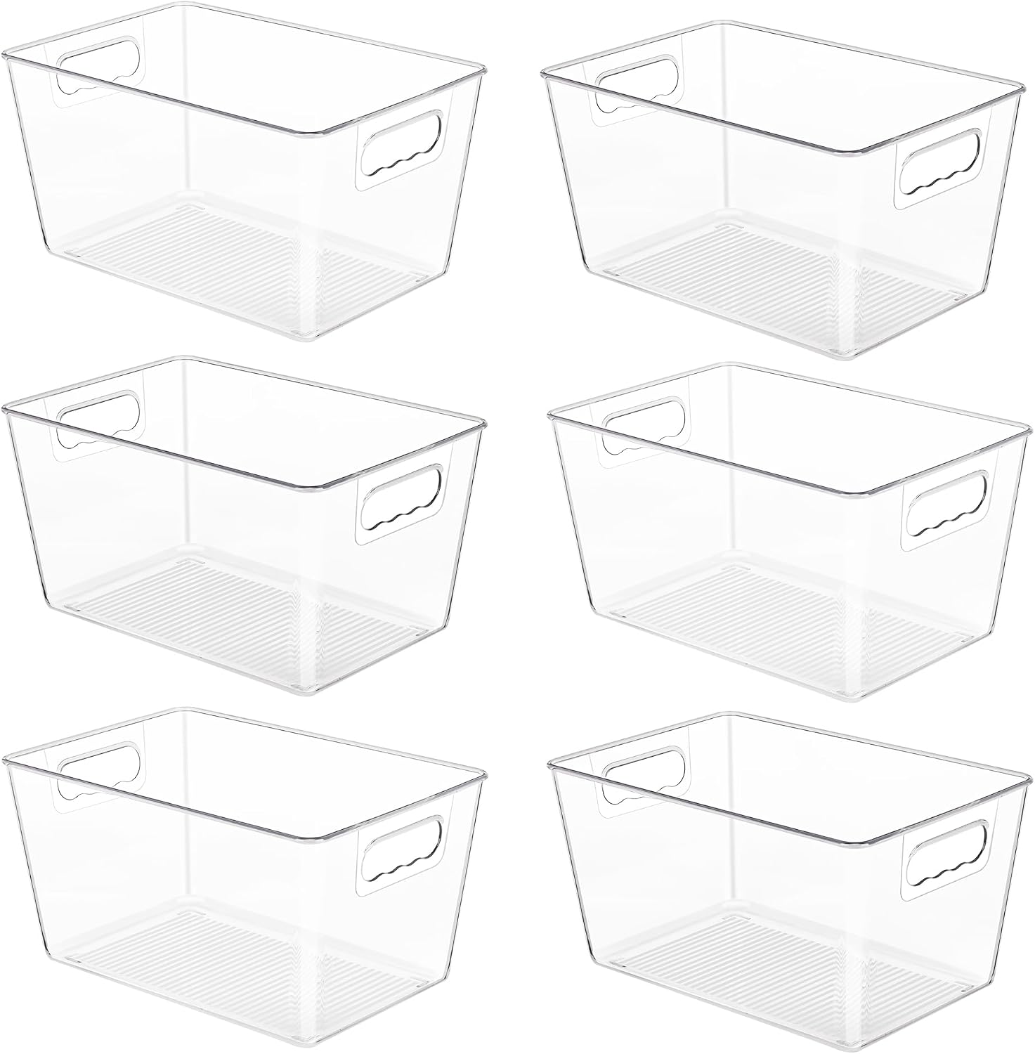 6-Pack Transparent Storage Boxes with Handles