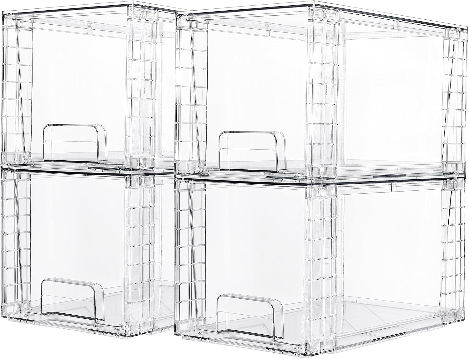 4-Piece Stackable Storage Drawers, Acrylic