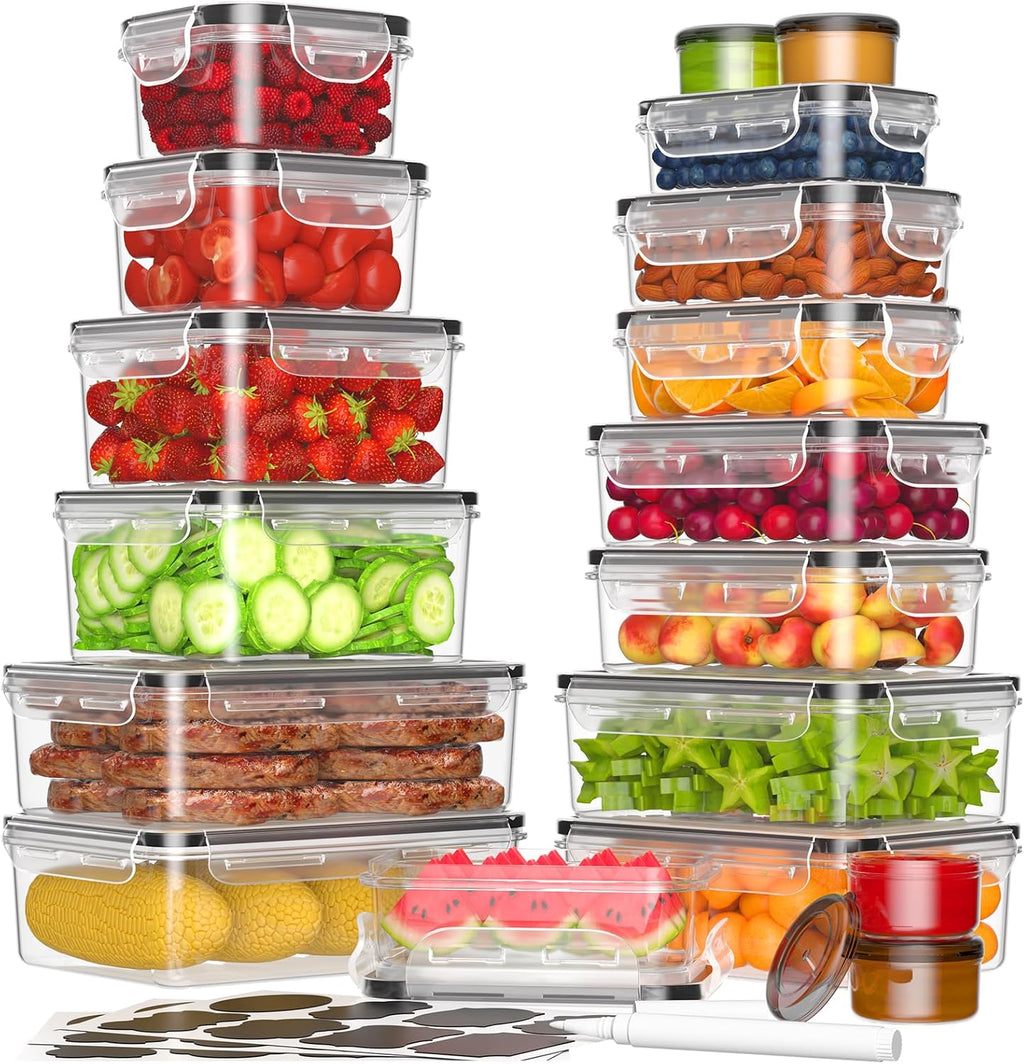 36-Piece Food Storage Container Set with Lids (18 Containers + 18 Lids)