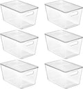6-Pack Transparent Stackable Storage Boxes with Handles (Large)