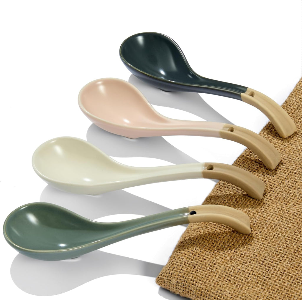 Long-Handled Non-Slip Ceramic Soup Ladle, Household Noodle Soup Ladle