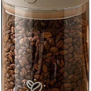 Coffee Bean Storage Container with One-way Valve Airtight Lid Date Tracker for Coffee and More Food Fresh and Storage, Clear Borosilicate Glass Coffee Canister (13 OZ)