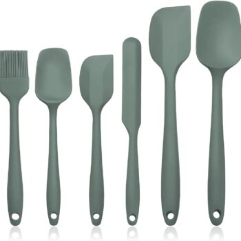 Silicone Spatula Set of 6, Rubber Spatulas Silicone Food Grade, Kitchen Utensils Set Heat Resistant Nonstick Easy to Clean Dishwasher Safe for Baking,Cooking,Mixing (Green)