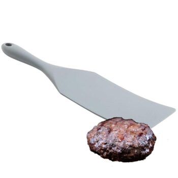 Wide Silicone Spatula Spurtle, Heat Resistant to 400°F, Scratch Resistant, BPA Free, NSF Listed, One-Piece Design, Professional Kitchen Tool, 12.5" Long, Gray