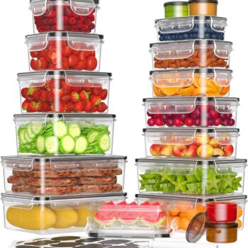 36-Piece Food Storage Container Set with Lids (18 Containers + 18 Lids)