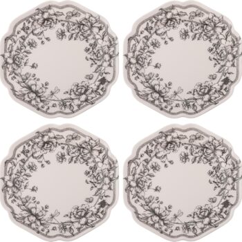 10.75 inches Melamine Dinner Plates Set of 4, Reusable Dishwasher Safe Plates for Outdoor and Indoor, Isabella